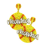 Felt Back Sequin Baseball Mama Dangle Earrings - Madeline Love - Flyclothing LLC
