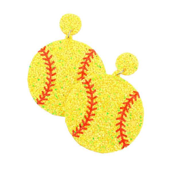 Felt Back Softball Sequin Dangle Earrings - Madeline Love - Flyclothing LLC