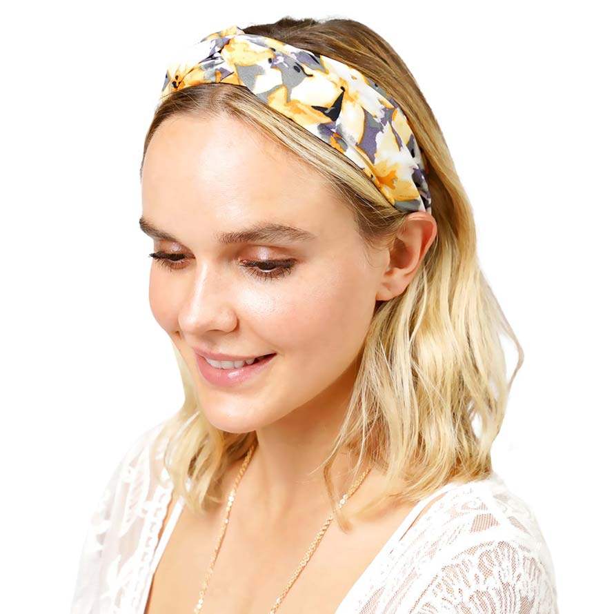 Flower Patterned Twisted Headband - Madeline Love - Flyclothing LLC