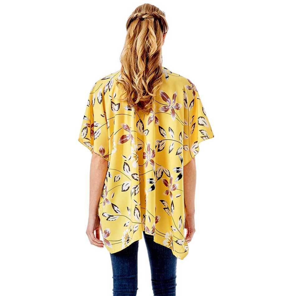 Flower Printed Cover Up Kimono Poncho - Madeline Love - Flyclothing LLC