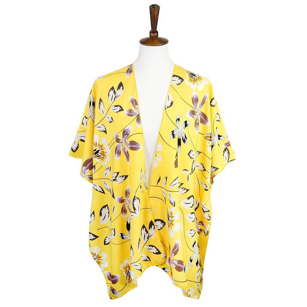 Flower Printed Cover Up Kimono Poncho - Madeline Love - Flyclothing LLC