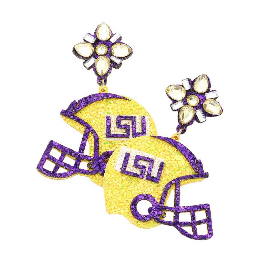 Game Day Glittered Football Helmet Dangle Earrings - Madeline Love - Flyclothing LLC