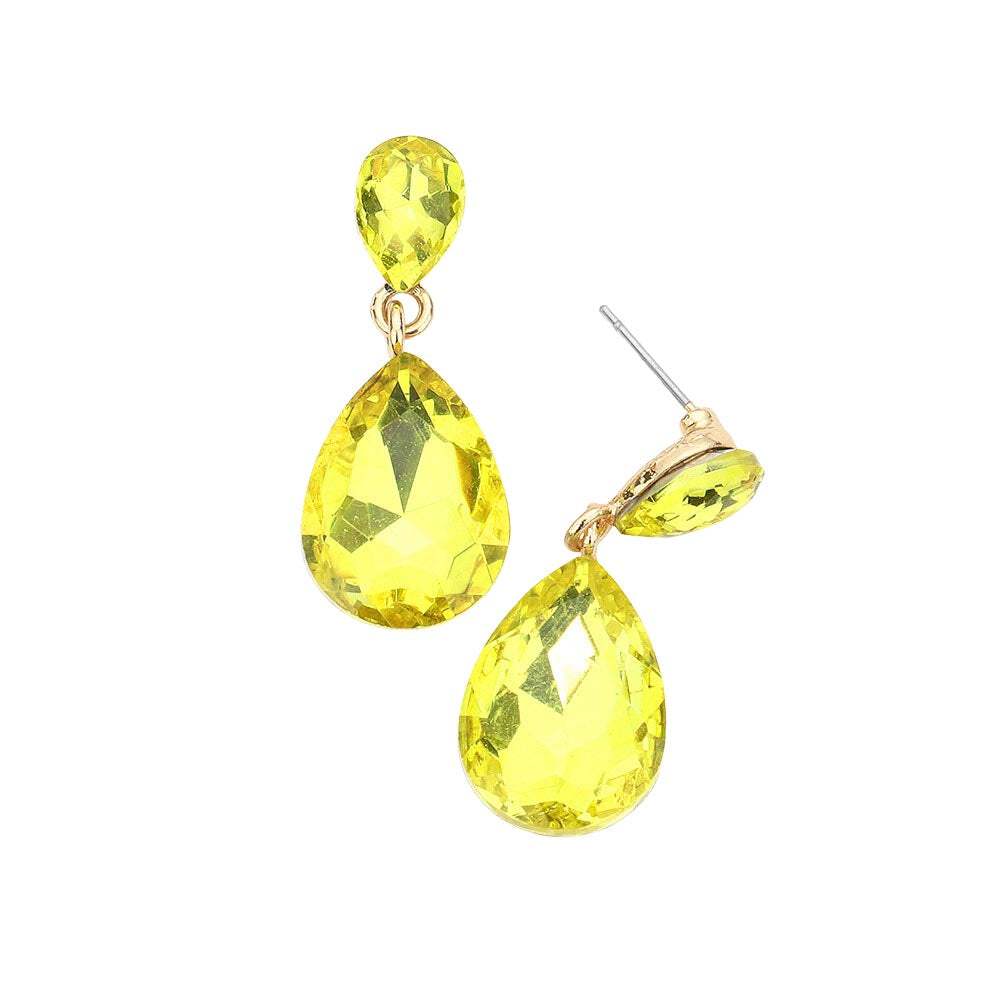 Glass Crystal Teardrop Dangle Earrings - Madeline Love - Flyclothing LLC