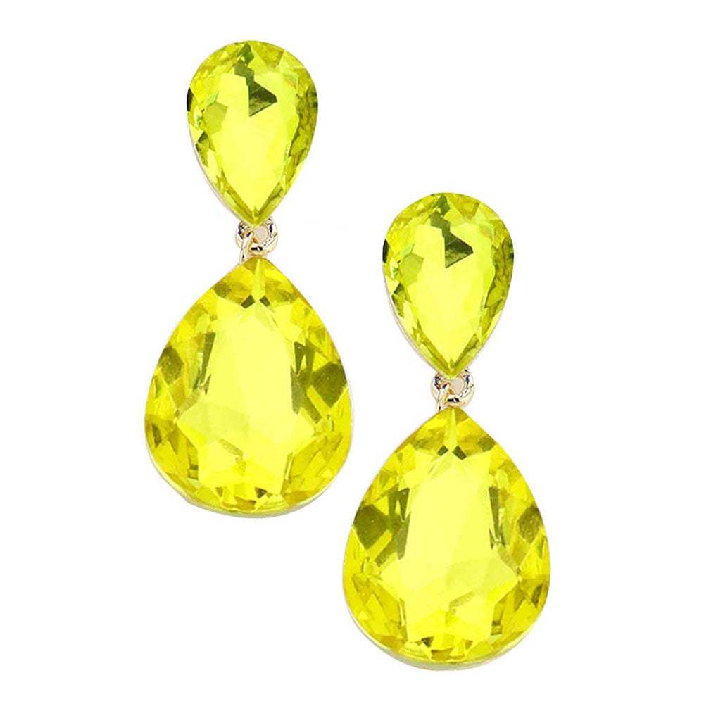Glass Crystal Teardrop Evening Earrings - Madeline Love - Flyclothing LLC