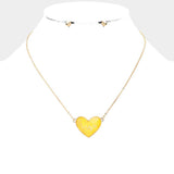 Gold Foil Detailed Heart Pendant Necklace - Madeline Love - Flyclothing LLC
