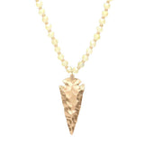 Hammered Metal Arrow Pendant Faceted Beads Long Necklace - Madeline Love - Flyclothing LLC