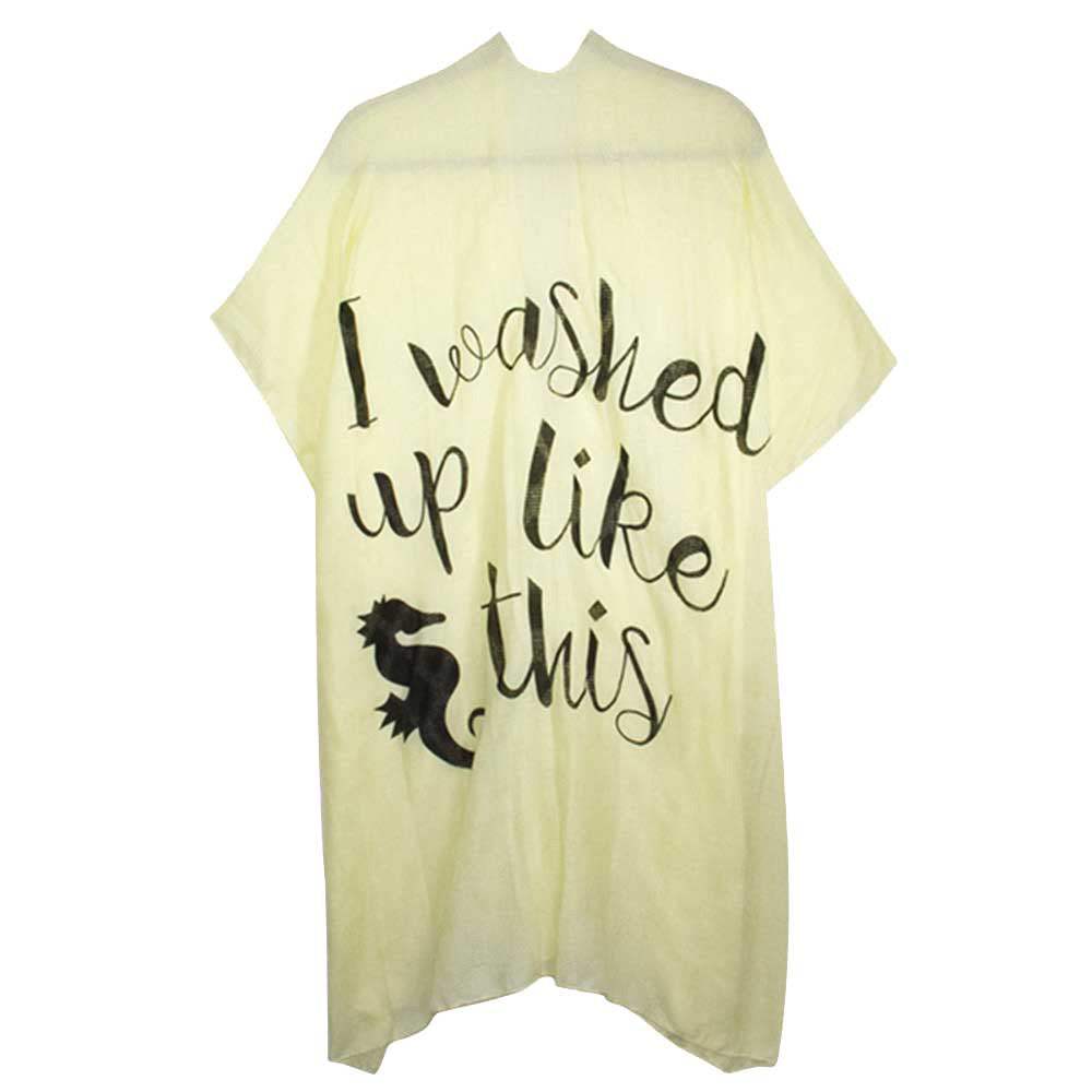 I Washed Up Like This Solid Lettering Cover Up Poncho - Madeline Love - Flyclothing LLC
