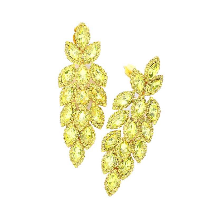 Marquise Crystal Oval Cluster Vine Clip On Earrings - Madeline Love - Flyclothing LLC