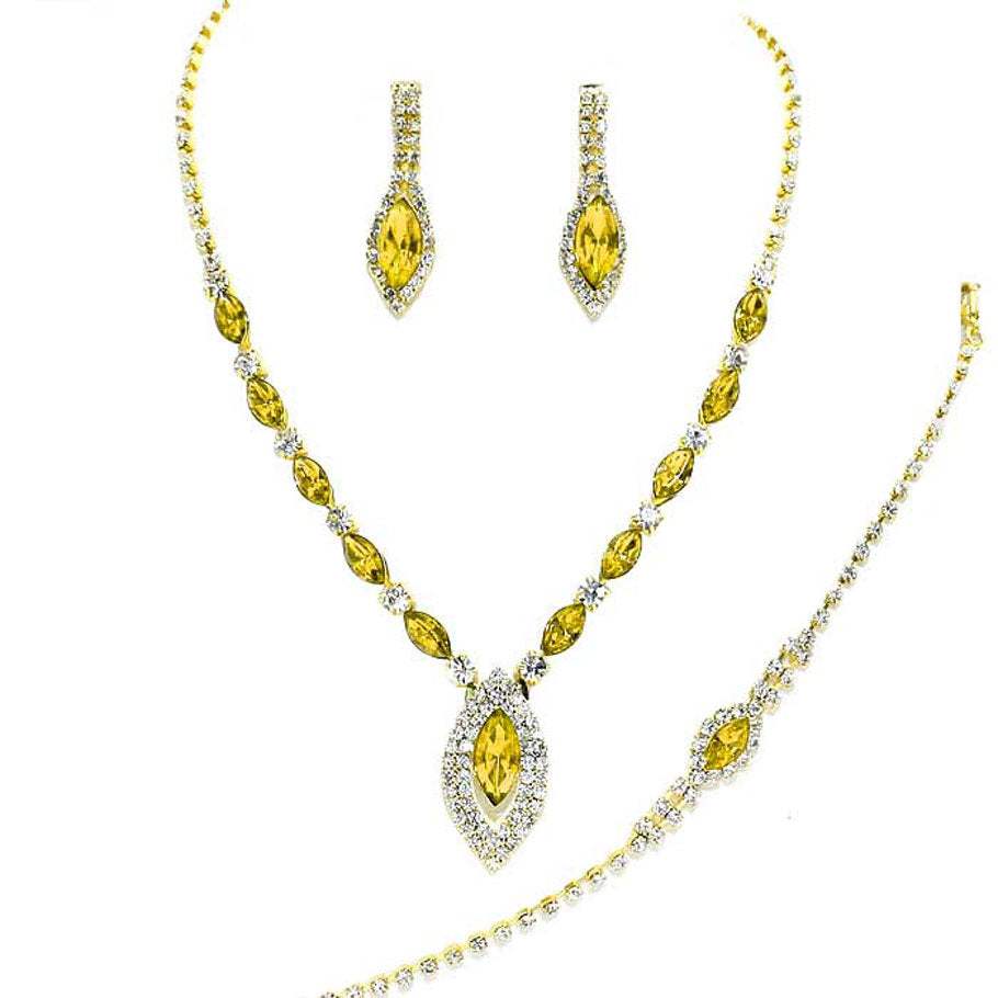 Marquise Rhinestone Necklace Jewelry Set - Madeline Love - Flyclothing LLC