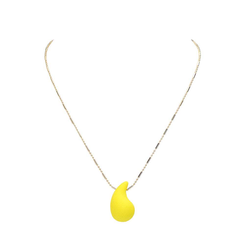 Matte Colored Teardrop Pendant Necklace - Madeline Love - Flyclothing LLC