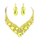 Oval Glass Crystal Evening Necklace - Madeline Love - Flyclothing LLC