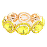 Pave Teardrop Trim Glass Crystal Stretch Evening Bracelet - Madeline Love - Flyclothing LLC
