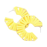 Raffia Wrapped Octagon Hoop Earrings - Madeline Love - Flyclothing LLC