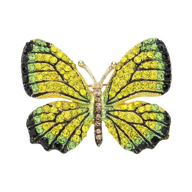 Rhinestone Pave Butterfly Pin Brooch - Madeline Love - Flyclothing LLC