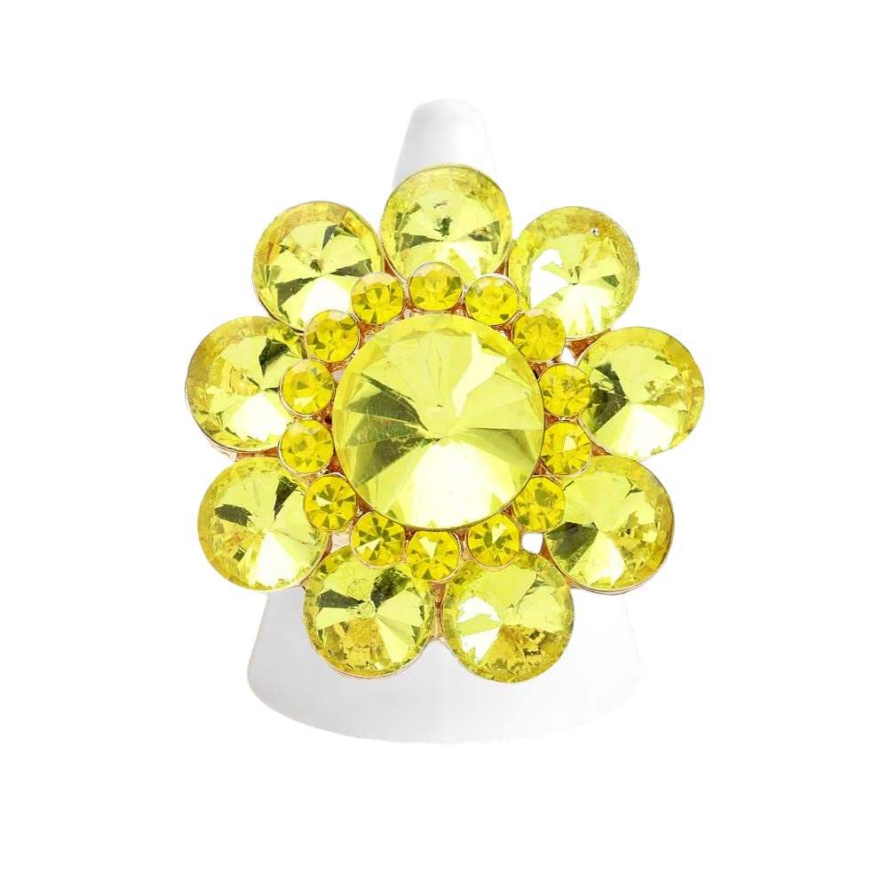 Round Crystal Flower Stretch Ring - Madeline Love - Flyclothing LLC