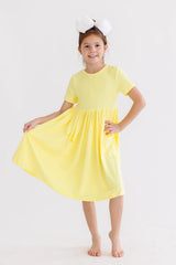 Yellow S/S Pocket Twirl Dress - Mila & Rose ® - Flyclothing LLC