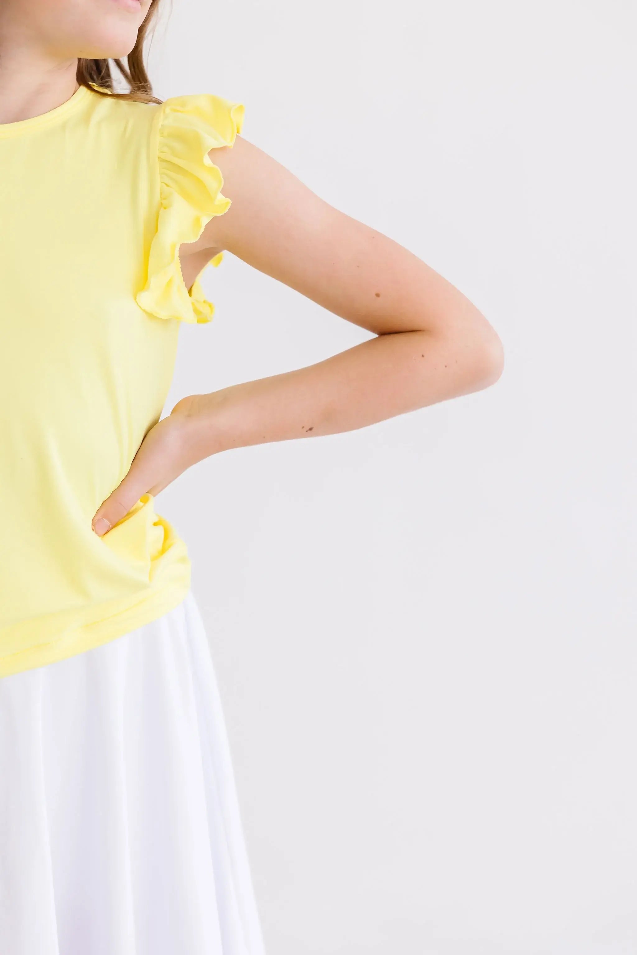 Yellow S/S Ruffle Tee - Mila & Rose ® - Flyclothing LLC