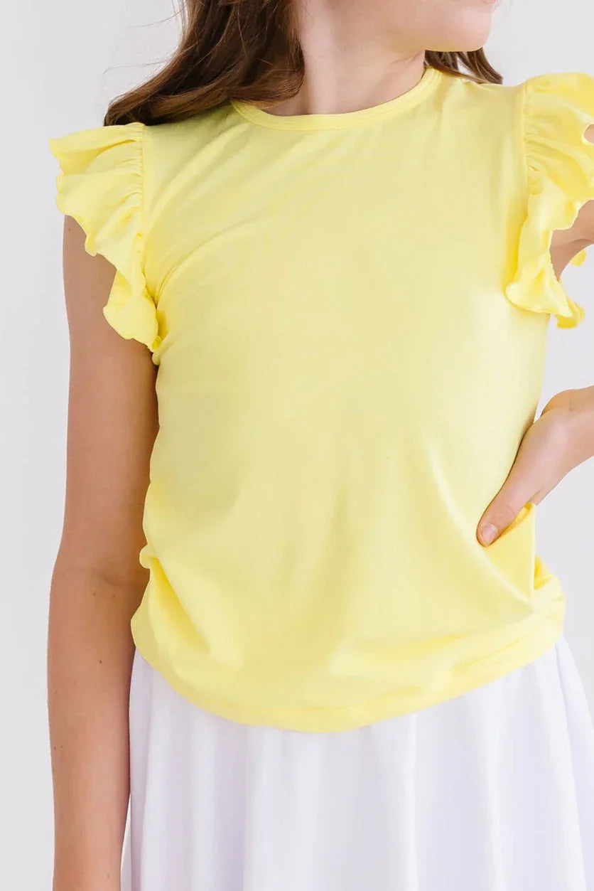 Yellow S/S Ruffle Tee - Mila & Rose ® - Flyclothing LLC