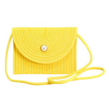 Solid Color With Pearl Button Straw Micro Crossbody Bag - Madeline Love - Flyclothing LLC