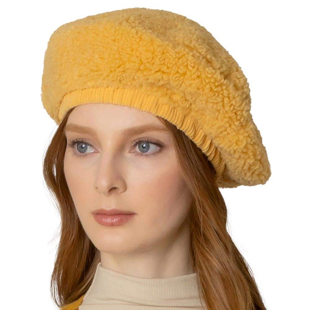 Solid Sherpa Beret Hat - Madeline Love - Flyclothing LLC