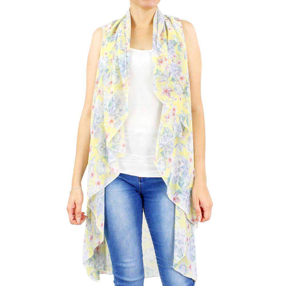 Spring Summer Flower Printed Round Vest - Madeline Love - Flyclothing LLC