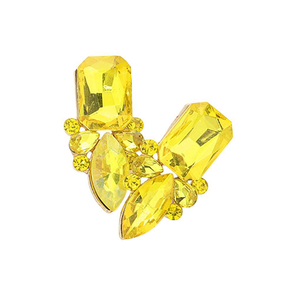 Square Marquise Stone Cluster Evening Earrings - Madeline Love - Flyclothing LLC