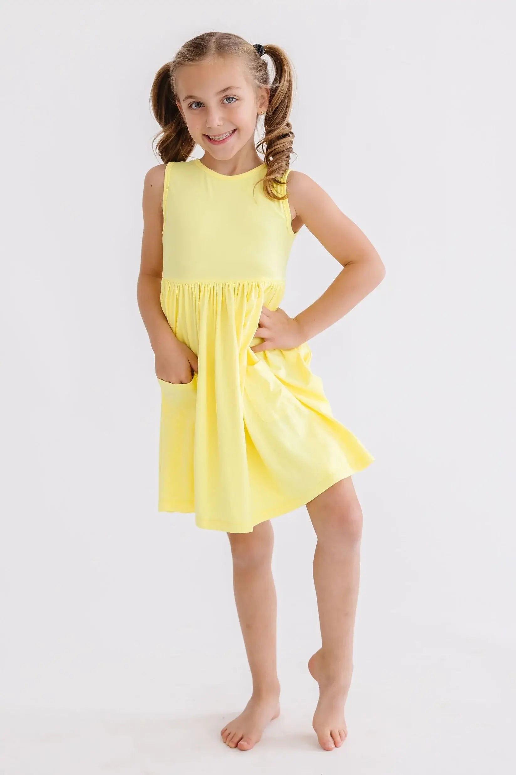 Yellow Tank Pocket Twirl Dress - Mila & Rose ® - Flyclothing LLC