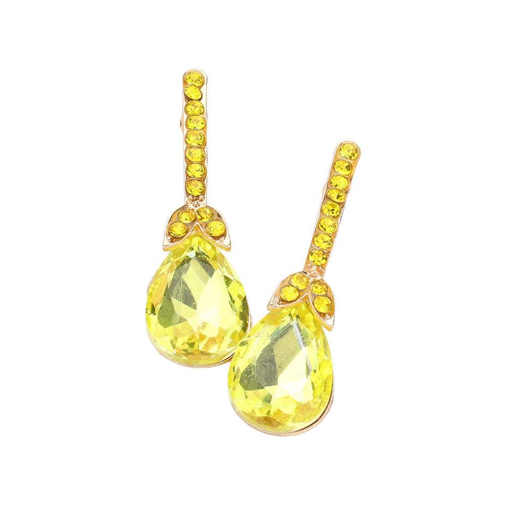Teardrop Stone Accented Evening Earrings - Madeline Love - Flyclothing LLC