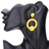 Thread Wrapped Ball Accented Beaded Open Circle Earrings - Madeline Love - Flyclothing LLC