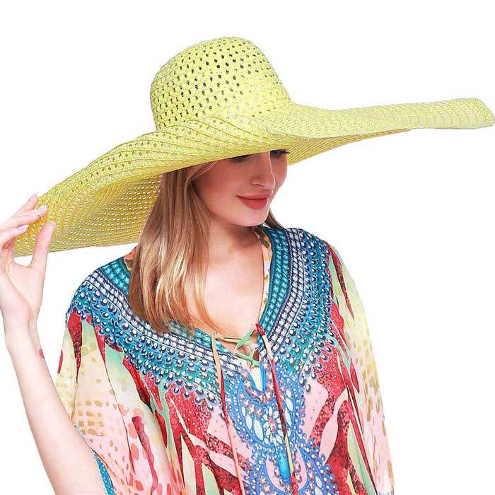 Super Wide Brim Straw Sun Hat - Madeline Love - Flyclothing LLC