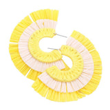 Two Tone Raffia Half Round Earrings - Madeline Love - Flyclothing LLC