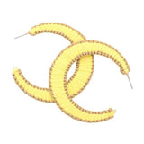 Woven Raffia Hoop Earrings - Madeline Love - Flyclothing LLC