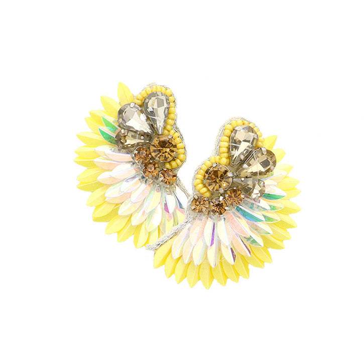 Felt Back Stone Embellished Boho Fringe Earrings - Madeline Love - Flyclothing LLC