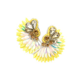 Felt Back Stone Embellished Boho Fringe Earrings - Madeline Love - Flyclothing LLC
