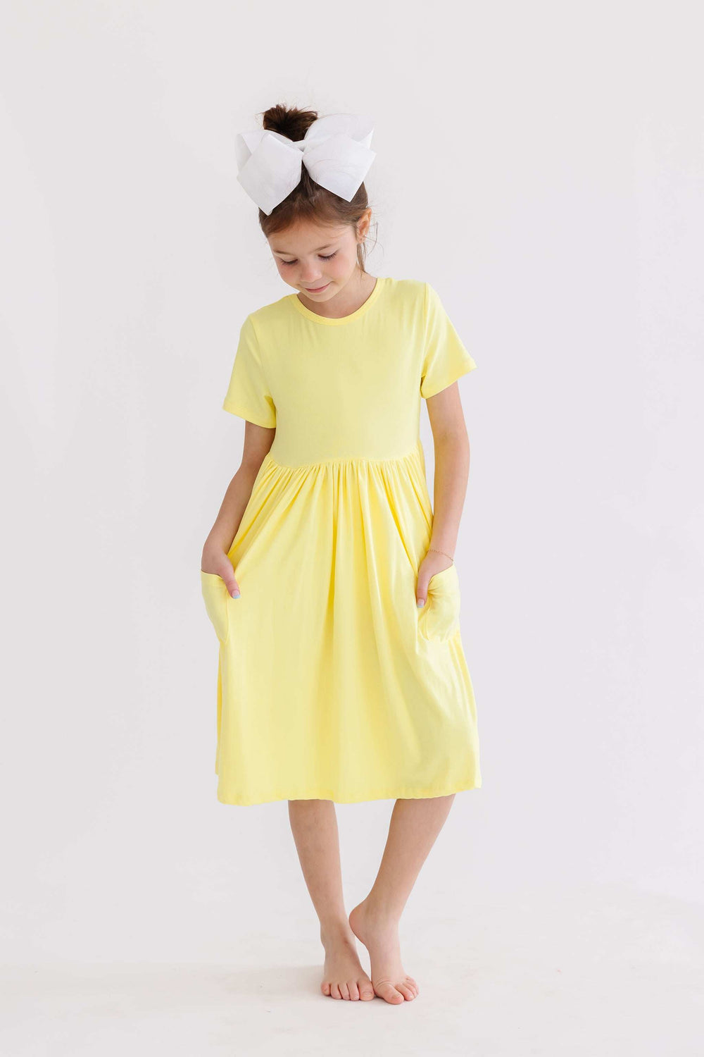 Yellow S/S Pocket Twirl Dress - Mila & Rose ® - Flyclothing LLC