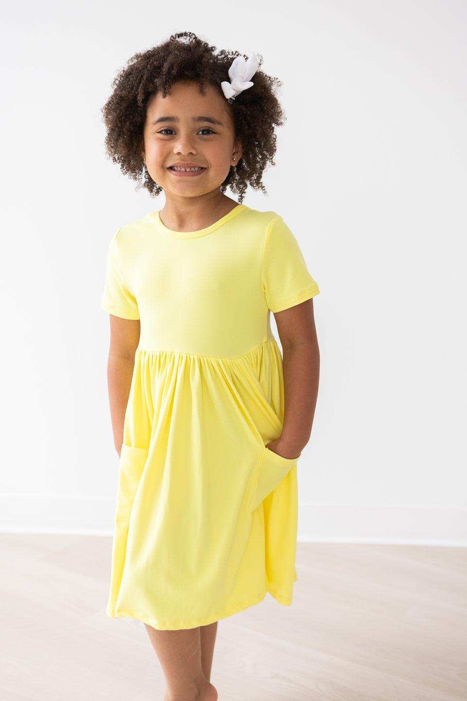 Yellow S/S Pocket Twirl Dress - Mila & Rose ® - Flyclothing LLC