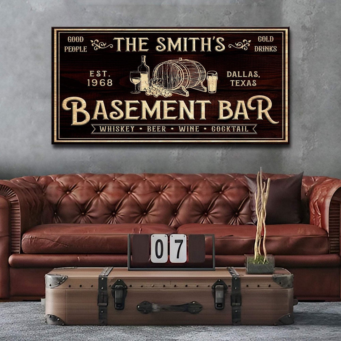 Personalized Basement Bar Sign - Tailored Canvases - Flyclothing LLC