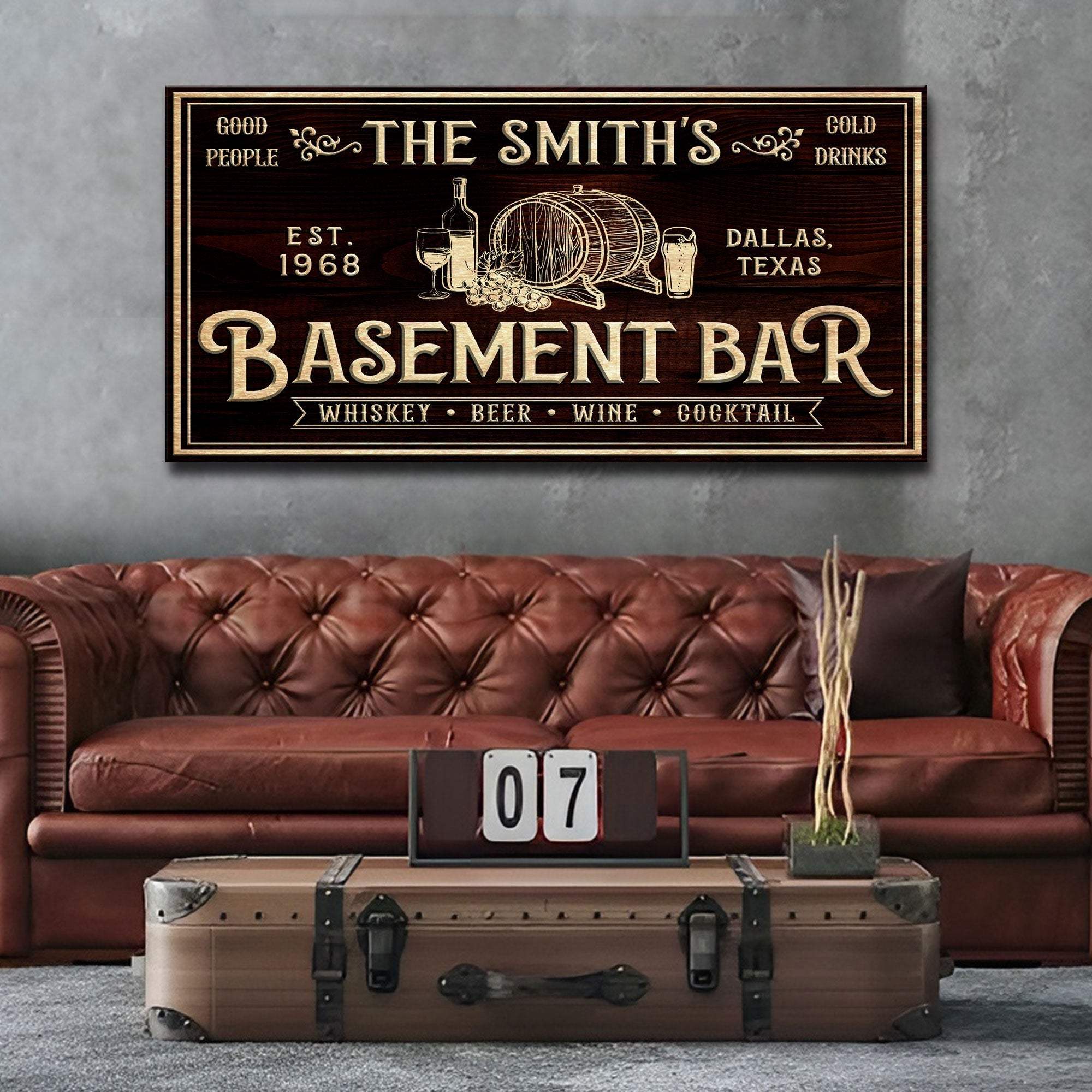 Personalized Basement Bar Sign - Tailored Canvases - Flyclothing LLC