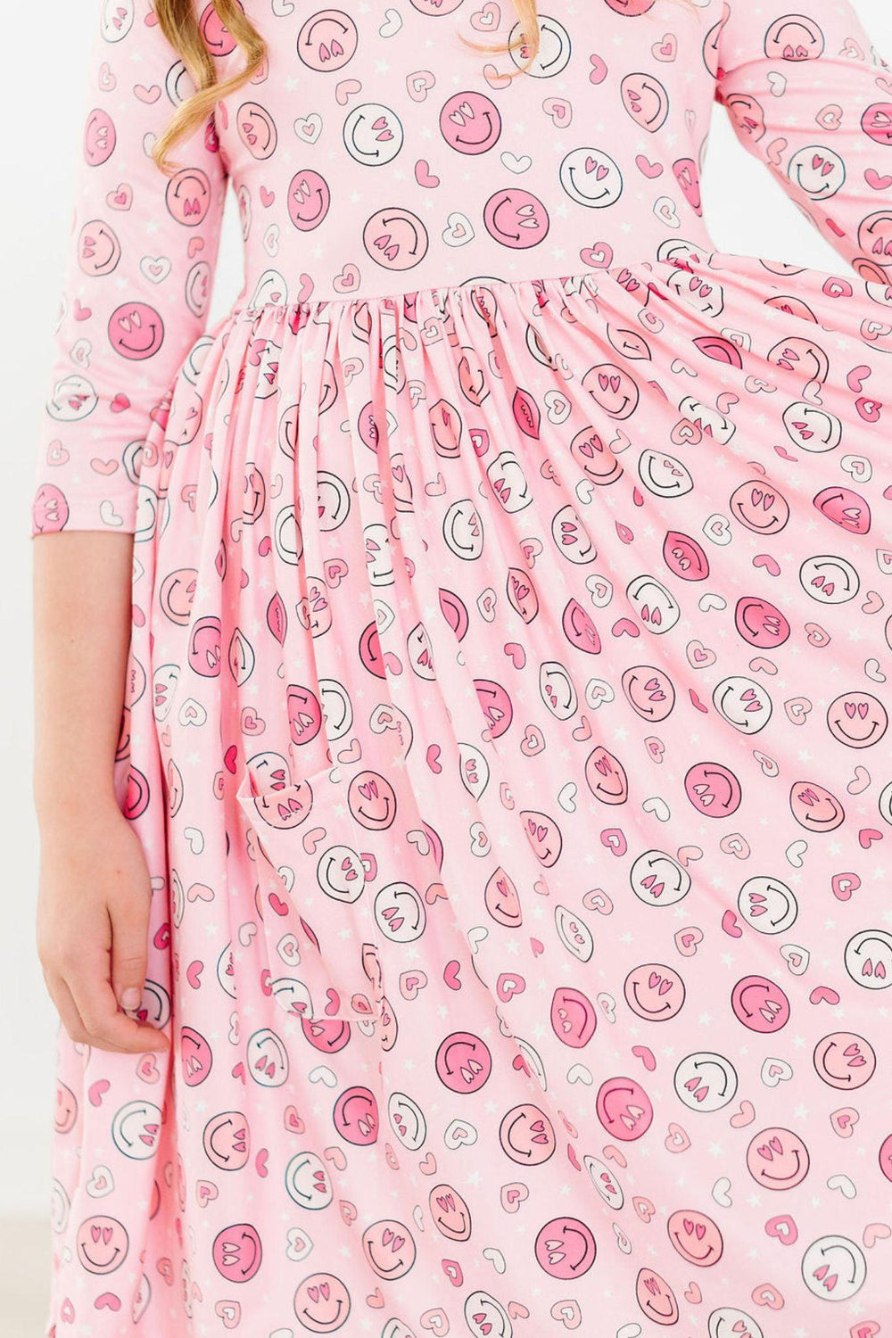You Make Me Happy 3/4 Sleeve Pocket Twirl Dress - Mila & Rose ®