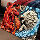 3D Dragon and Wolf Wall Art V - Tailored Canvases - Flyclothing LLC