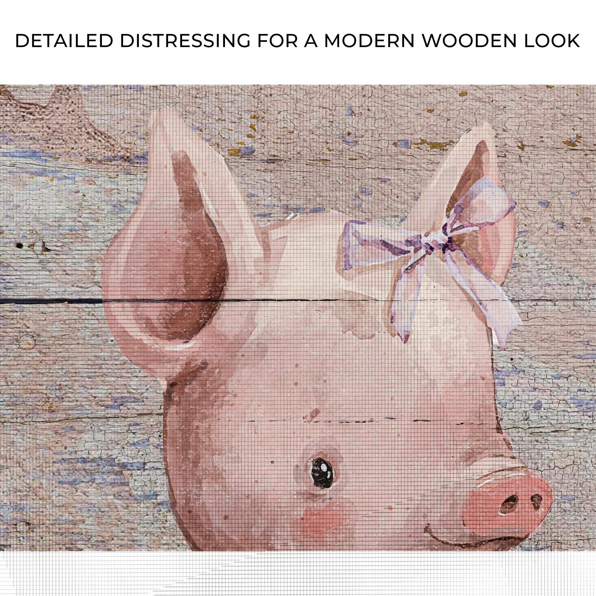 Simple Ribbon Dress Pig Canvas Wall Art - Tailored Canvases - Flyclothing LLC