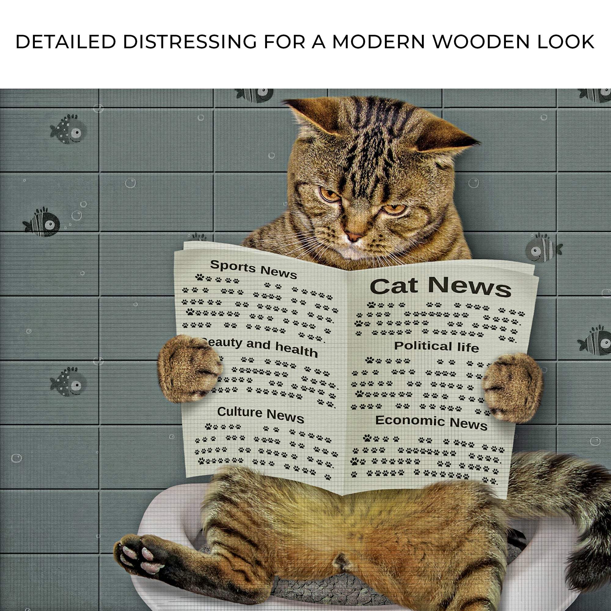 Cat Toilet Reading Newspaper Canvas Wall Art - Tailored Canvases - Flyclothing LLC