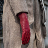 Zoey (red) – Sheepskin leather gloves with warm wool/cashmere lining & touchscreen function - Leather Gloves Online - Flyclothing LLC