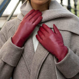 Zoey (red) – Sheepskin leather gloves with warm wool/cashmere lining & touchscreen function - Leather Gloves Online - Flyclothing LLC