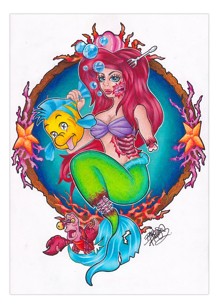 Black Market Art Company Zombie Ariel Print