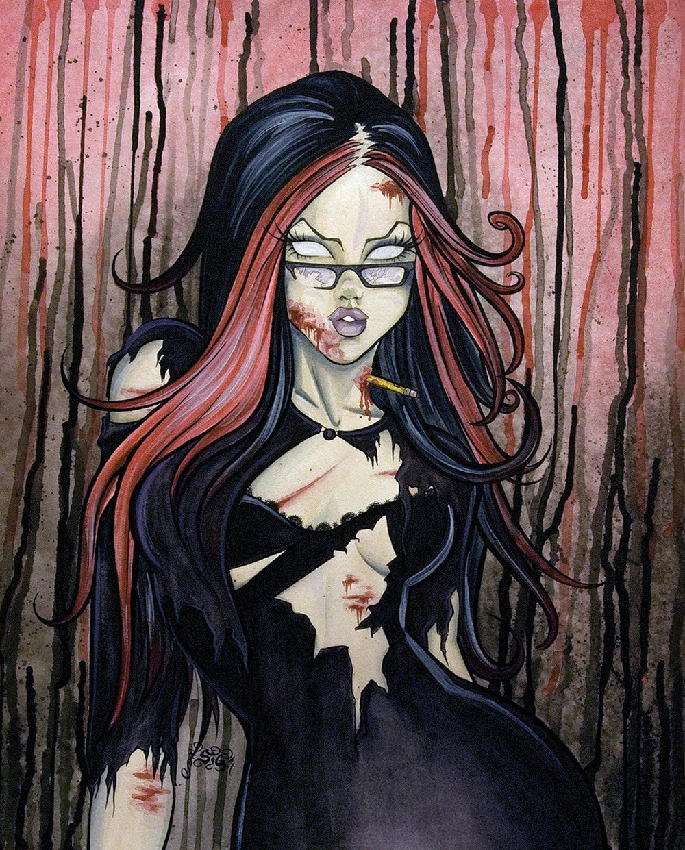 Black Market Art Company Zombie Secretary Print