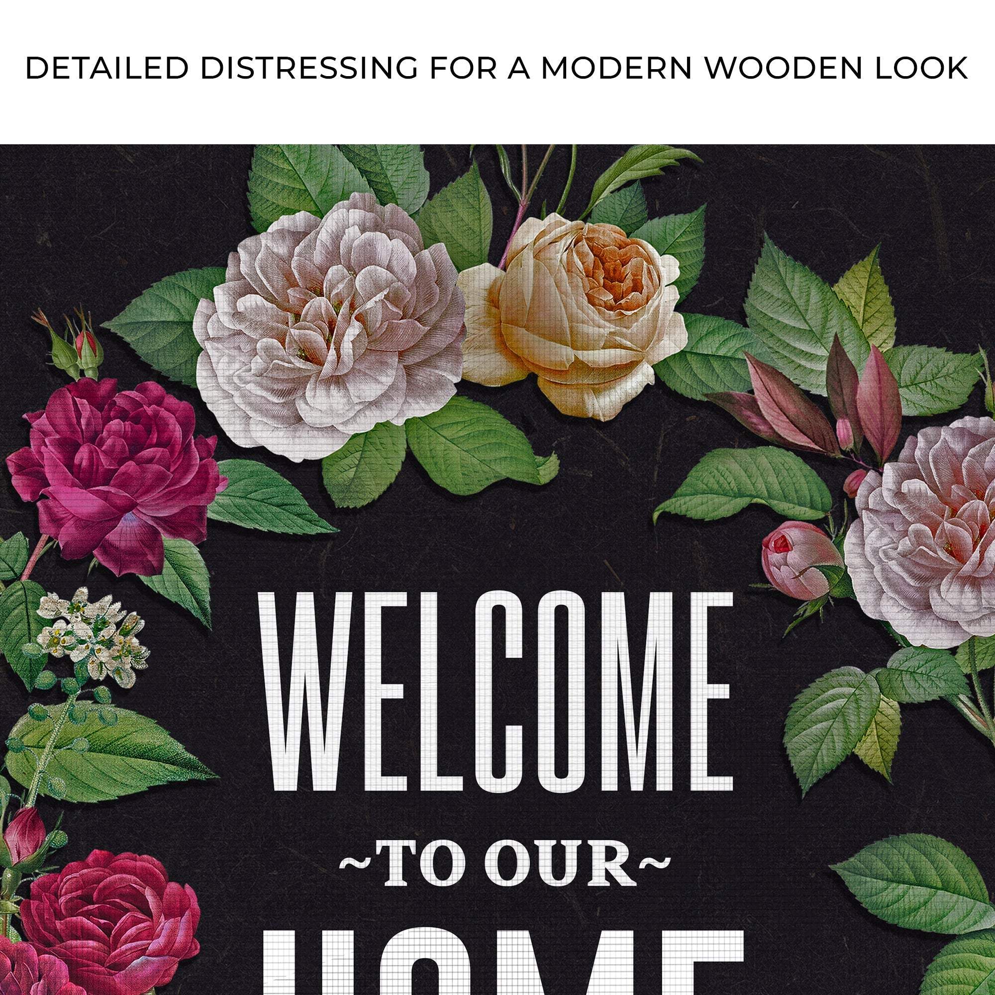 Welcome To Our Home Floral Entryway Sign - Tailored Canvases - Flyclothing LLC