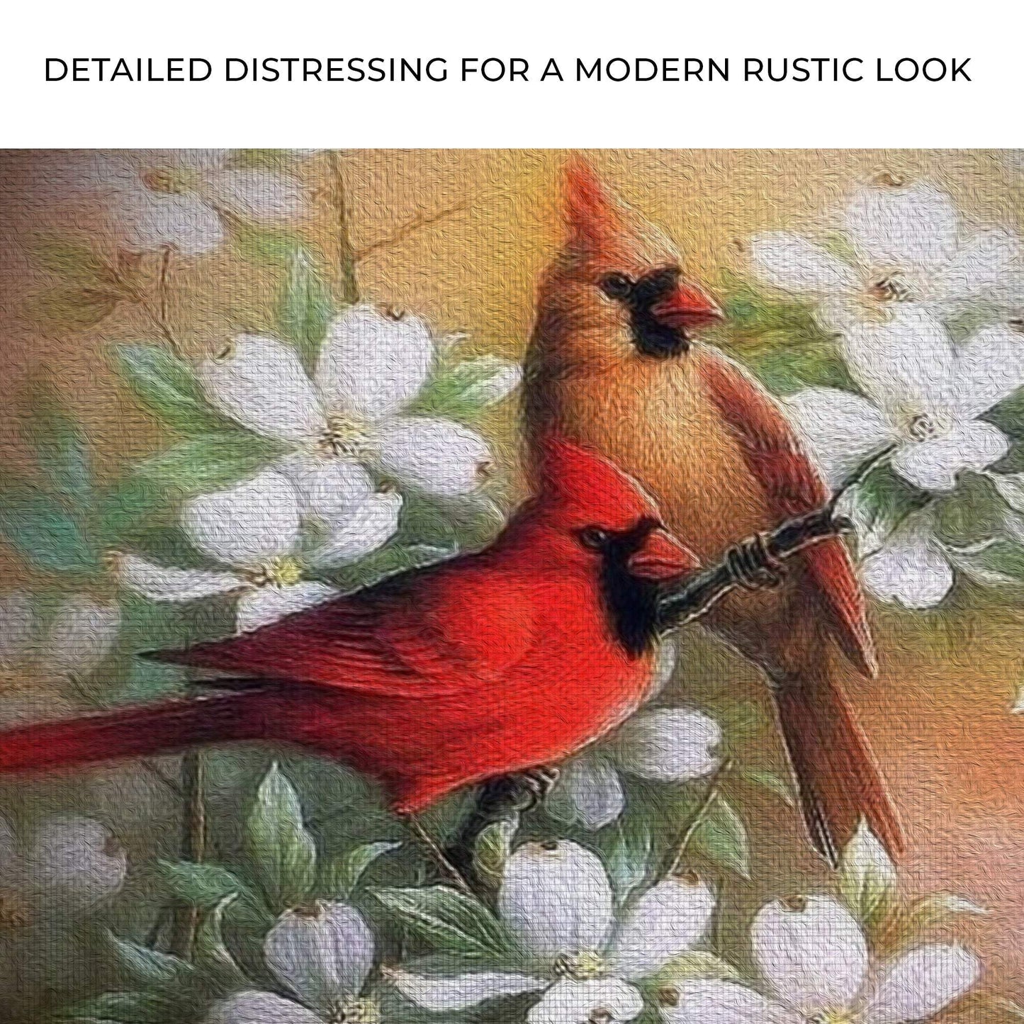 Cardinals on Dogwood Painting Canvas Wall Art - Tailored Canvases - Flyclothing LLC