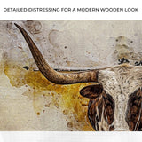 Texas Longhorn Watercolor Like Canvas Wall Art - Tailored Canvases - Flyclothing LLC