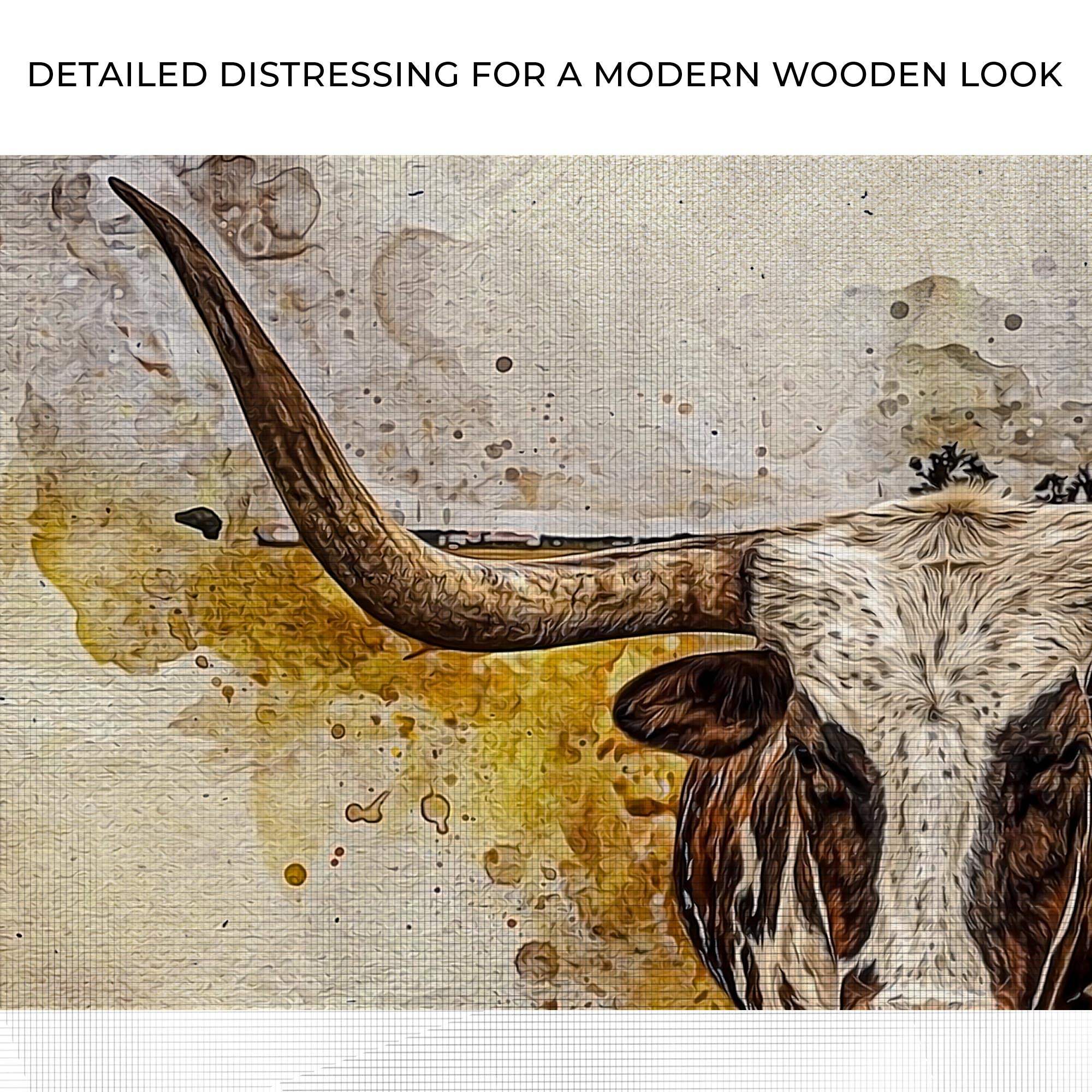 Texas Longhorn Watercolor Like Canvas Wall Art - Tailored Canvases - Flyclothing LLC